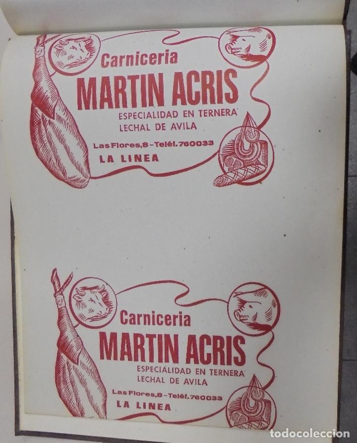 Collecting paper: PLIEGO DE PAPEL. CARNICERIA MARTIN ACRIS. TERNERA Y LECHAL. LA LINEA, CADIZ. 35 X 28CM