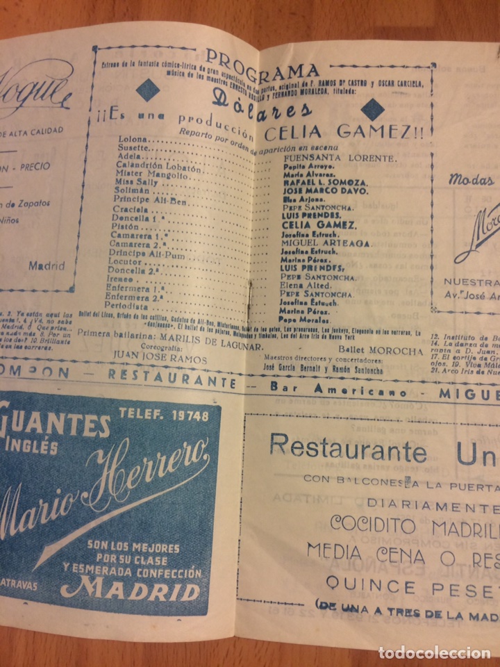 Coleccionismo: Programa de Celia G&aacute;mez teatro lope de Vega d&oacute;lares - Foto 2