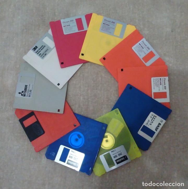 Coleccionismo: LOTE 10 DISQUETTES. DISQUETES. DISKETES DE 3,5 - 2HD - 1.44 Mb. COLORES. 2 DE ELLOS TRANSPARENTES