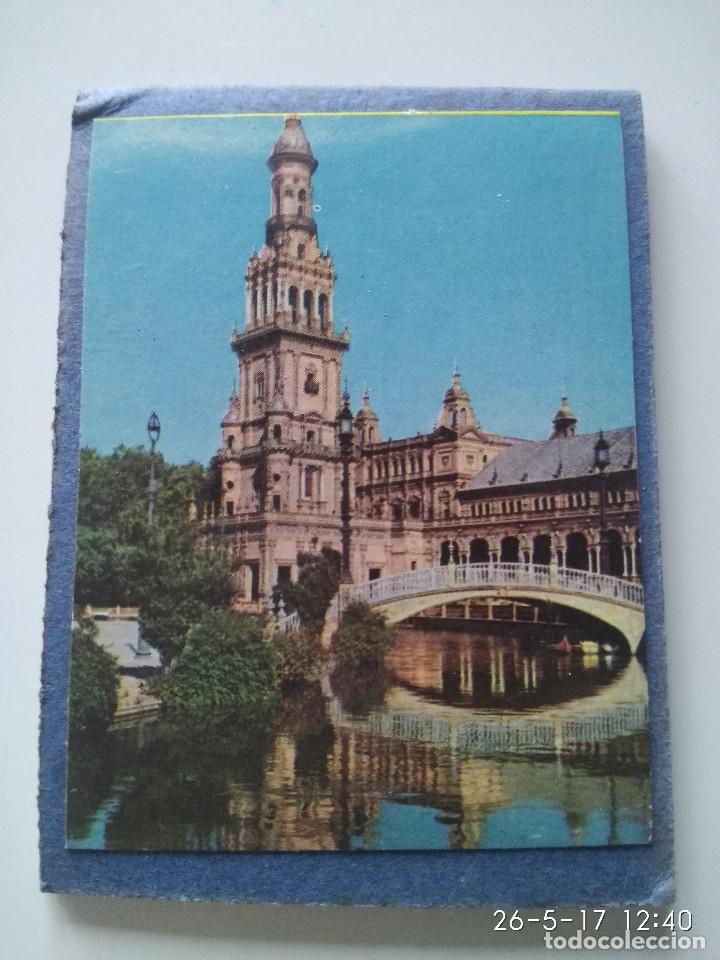 Coleccionismo: Antiguo espejo hecho de cartulina con cromo de La Plaza de Espa&ntilde;a de Sevilla a&ntilde;os 60.
