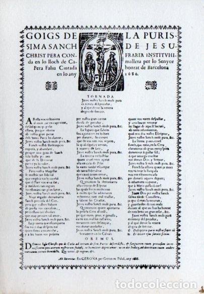 Collezionismo: GOIGS DE LA PURISSIMA SANCH DE JESUCHRIST - FACS&Iacute;MIL - ESQUELA FUNERARIA 1963