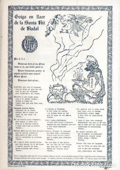 Collezionismo: GOIGS EN LLAOR DE LA SANTA NIT DE NADAL - FACS&Iacute;MIL - FELICITACI&Oacute; NADAL TEJIDOS IRIS 1973