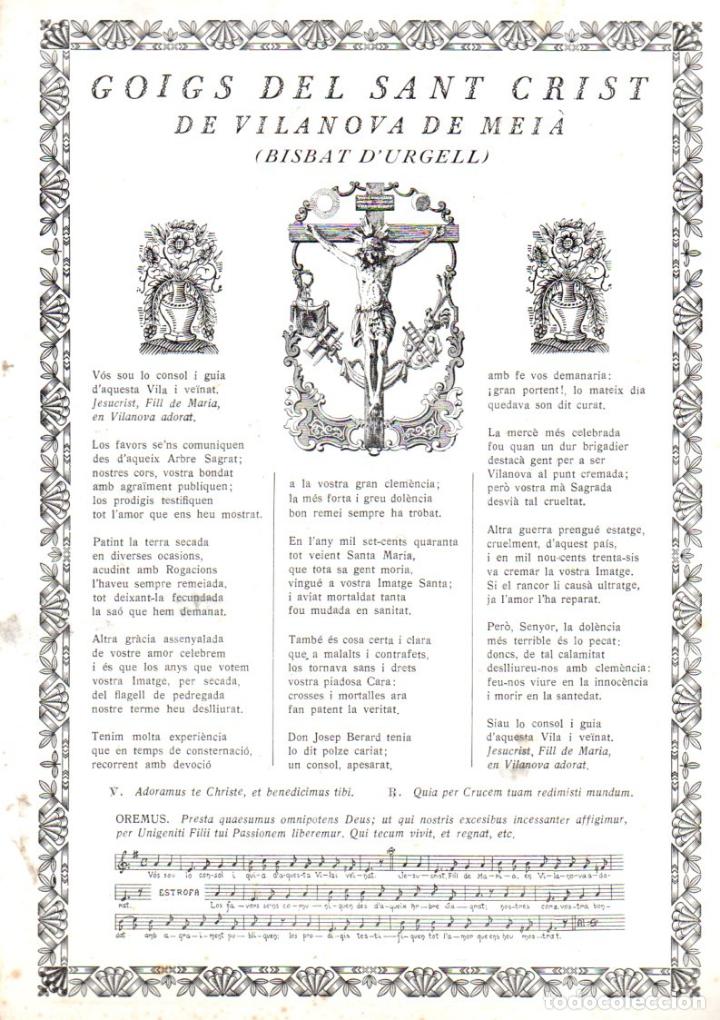 Collezionismo: GOIGS AL SANT CRIST DE VILANOVA DE MEI&Agrave; (S.D.)
