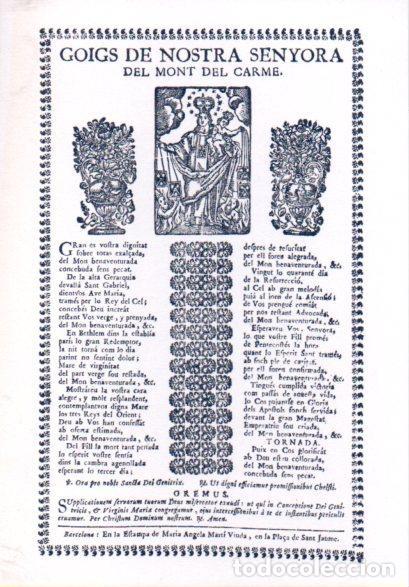 Collectionnisme: GOIGS DE NOSTRA SENYORA DEL MONT DEL CARME (1968) ESQUELA FUNERARIA