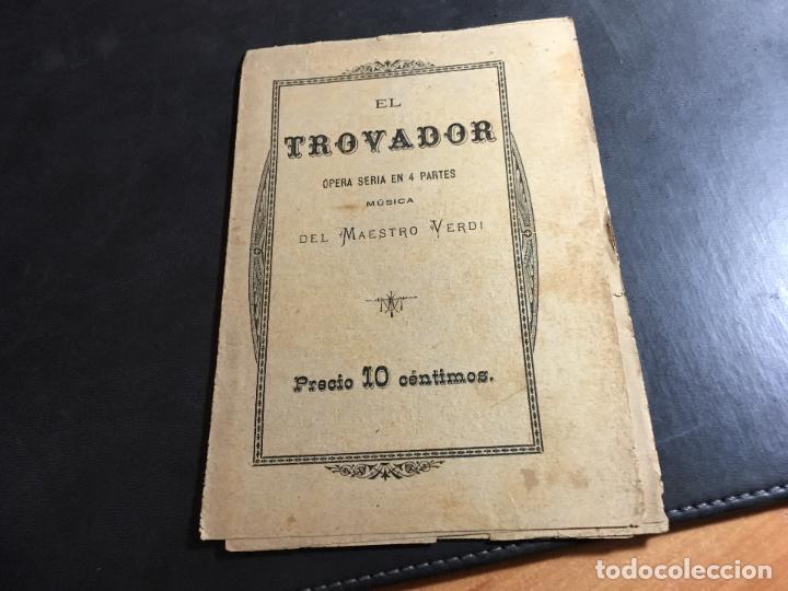 Coleccionismo: EL TROBADOR. VERDI . ARGUMENTO OPERA A&Ntilde;O 188? (CR1)
