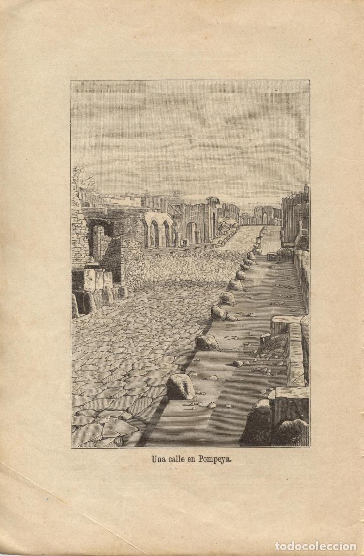 Coleccionismo: Una calle en Pompeya. L&aacute;mina de libro