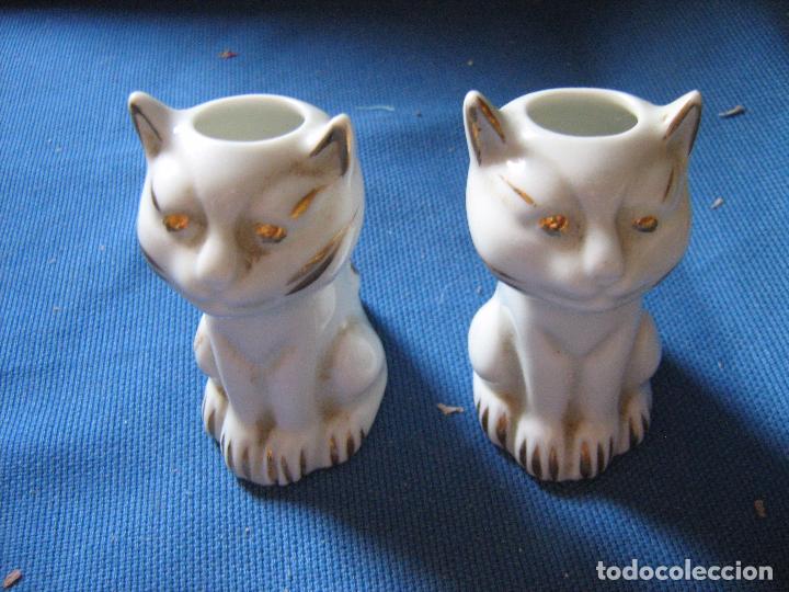 Coleccionismo: PAREJA DE PALILLEROS - PALILLERO - CON FORMA DE GATO - GATITO