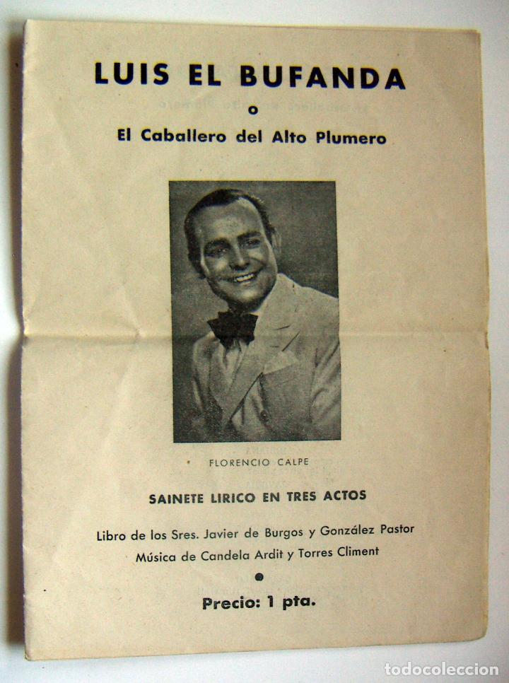 Coleccionismo: Luis El Bufanda Sainete Lirico - Foto 1