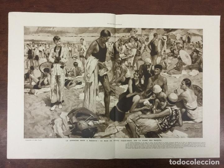 Coleccionismo: LA &Uacute;LTIMA MODA EN BIARRITZ.PLAYAS VASCAS.LAMINA .MEDIDAS 60x 40 CM.REVISTA A&Ntilde;O 1927