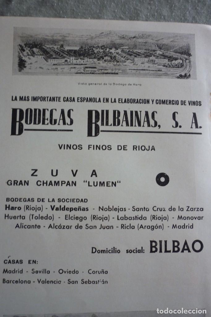 Coleccionismo: BODEGAS BILBAINAS GRAN CHAMPAN LUMEN. VISTA GRAL BODEGAS DE HAROHOJA PUBLICIDAD A&Ntilde;O 1938