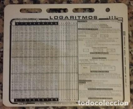 Collectionnisme: BZB. Logaritmos Ciencia y T&eacute;cnica Reunidas n&ordm;99 a&ntilde;os 70. Tarjeta, formulario, chuleta