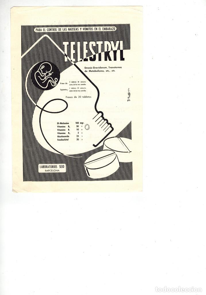 Collectionnisme: A&Ntilde;O 1955 RECORTE PUBLICIDAD MEDICINA FARMACIA TELESTRYL LABORATORIOS SEID NAUSEAS VOMITOS EMBARAZO