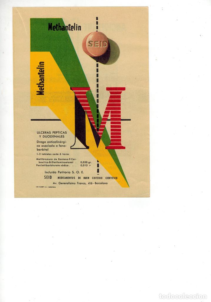 Collecting paper: A&Ntilde;O 1955 RECORTE PUBLICIDAD MEDICINA FARMACIA METHANTELIN ANGIOFILINE LABORATORIO SEID BCNA