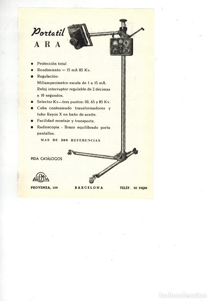 Collectionnisme: A&Ntilde;O 1955 RECORTE PUBLICIDAD MEDICINA FARMACIA RADIOLOGIA RX APARATO PORTATIL ARA RADIOGRAFIA PANTALL