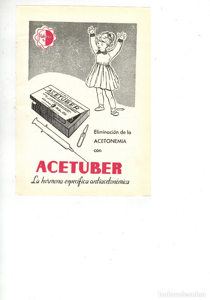 Collecting paper: A&Ntilde;O 1955 RECORTE PUBLICIDAD MEDICINA FARMACIA ACETUBER HORMONA LABORATORIOS HUBBER ACETONEMIA BCNA