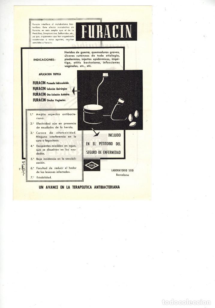 Collecting paper: A&Ntilde;O 1955 RECORTE PUBLICIDAD MEDICINA FARMACIA FURACIN LABORATORIO SEID BARDINET RON NEGRITA RHUM