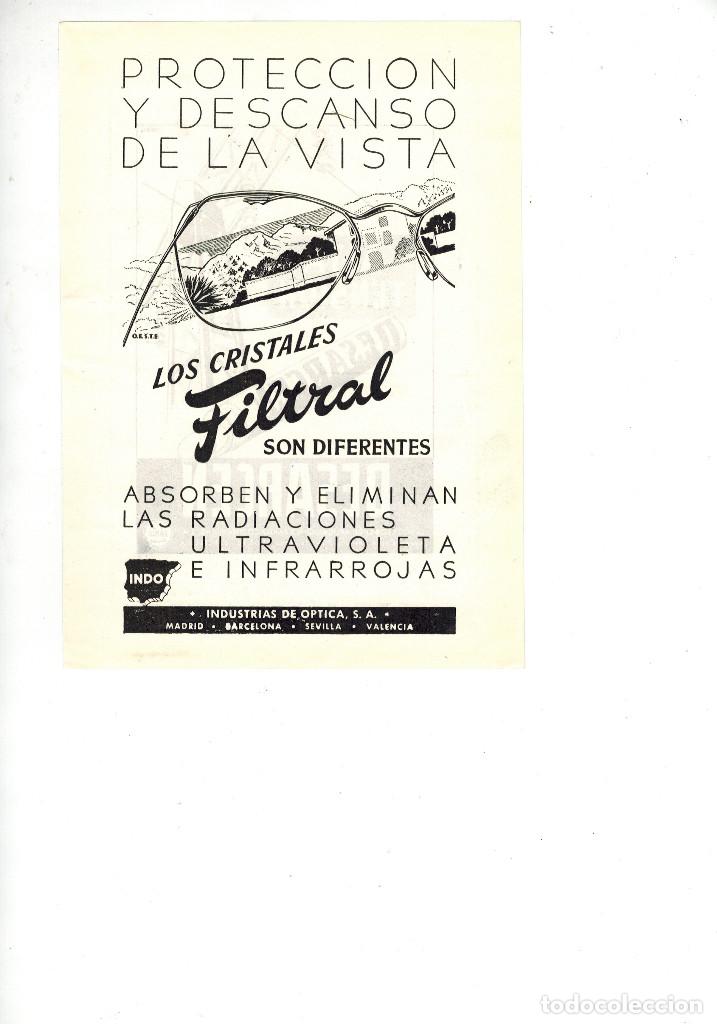 Collecting paper: A&Ntilde;O 1955 RECORTE PUBLICIDAD MEDICINA FARMACIA OPTICA CRISTALES FILTRAL DESARCEN