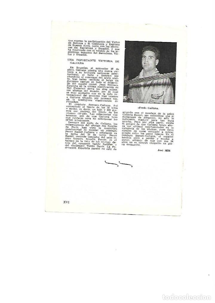 Collezionismo: A&Ntilde;O 1955 RECORTE PRENSA NOTICIA DEPORTES BOXEO VICTORIA DE GALIANA COMBATE SNEYERS GALIANA BRUSELAS
