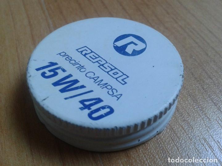 Coleccionismo: Tap&oacute;n de aluminio antiguo -- Lata de aceite -- Repsol -- Precinto Campsa -- 15W/40 --