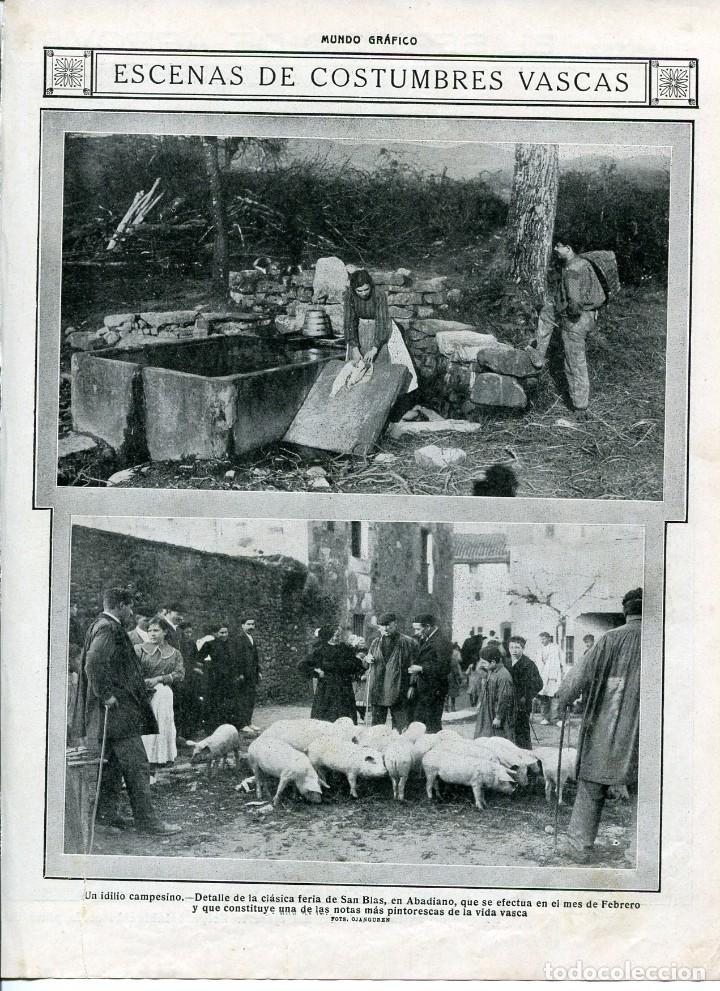 Coleccionismo: LAMINA-COSTUMBRES VASCAS-FERIA DE SAN BLAS- ABADIANO- 1914