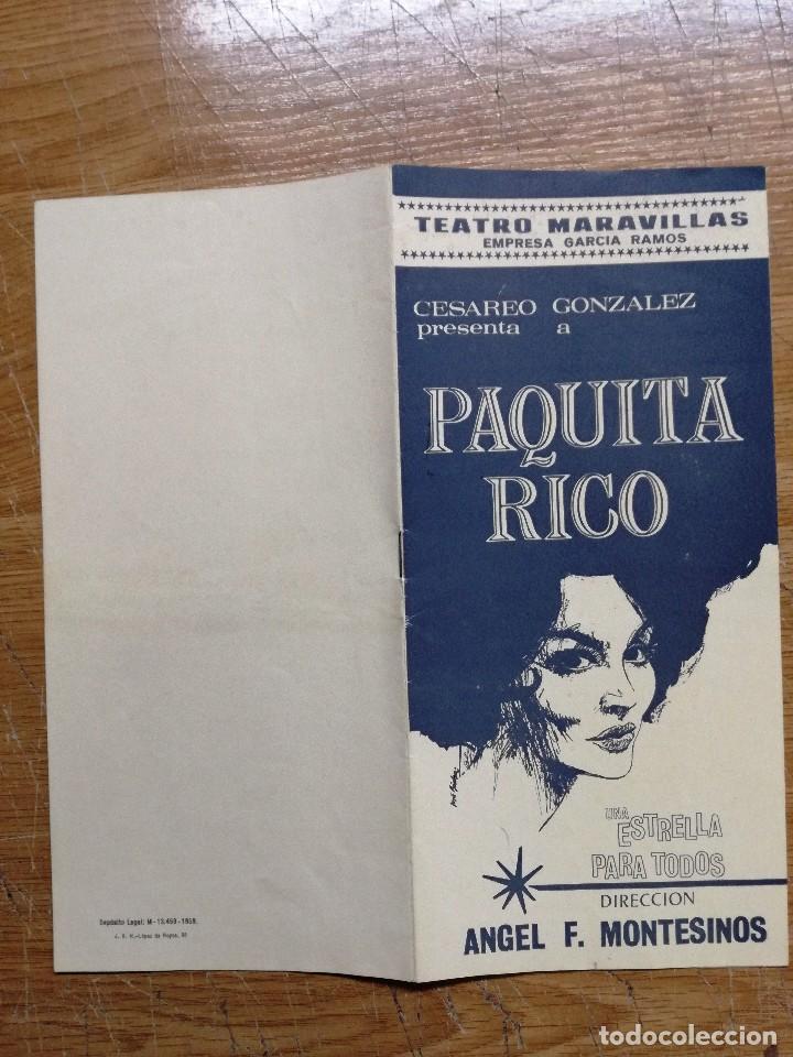 Coleccionismo: TEATRO MARAVILLAS. PAQUITA RICO.UNA ESTRELLA PARA TODOS.