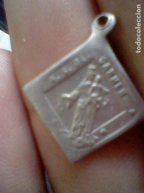 Coleccionismo: antigua medalla romboide virgen ntra sra carmen sagrado corazon jesus
