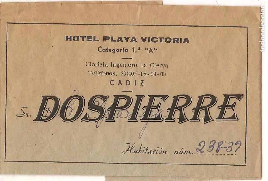 Coleccionismo: HOTEL PLAYA VICTORIA-CADIZ, RECADO DE AVISO LLAMADA TELEFONO, 1969