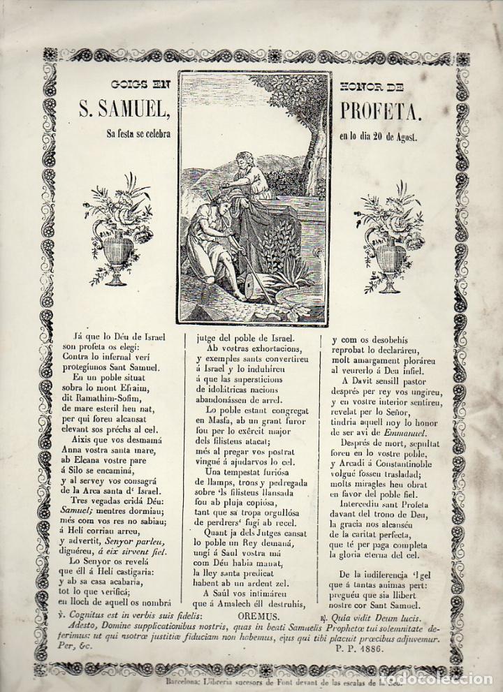 Collezionismo: GOIGS EN LLAOR DE S. SAMUEL PROFETA (REP. SUC. FONT S.F.)