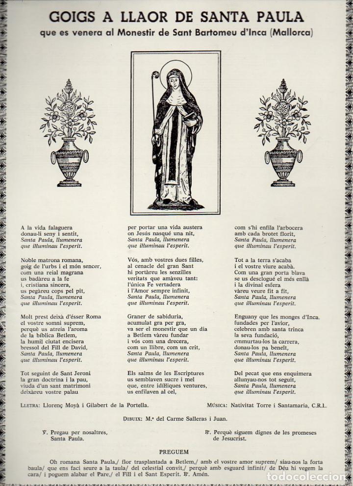 Sammelleidenschaft Papier: GOIGS A SANTA PAULA - INCA - MALLORCA (1980)