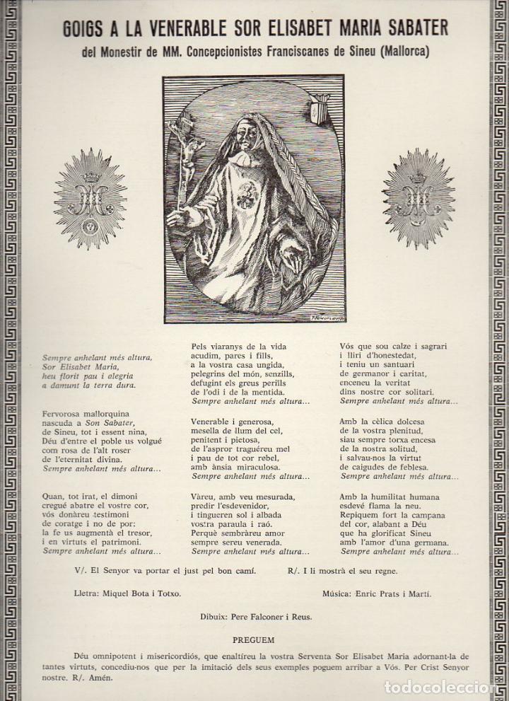 Sammelleidenschaft Papier: GOIGS A LA VENERABLE SOR ELISABET MARIA SABATER DE SINEU - MALLORCA (1980)