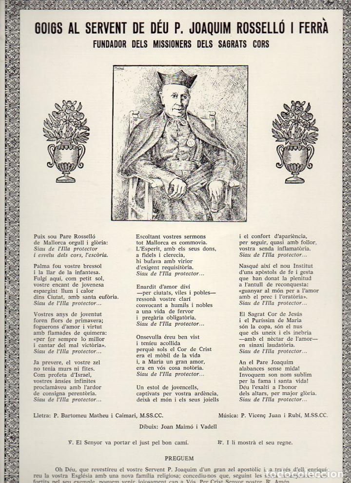 Sammelleidenschaft Papier: GOIGS A JOAQUIM ROSSELL&Oacute; I FERR&Agrave; (MALLORCA, 1986)
