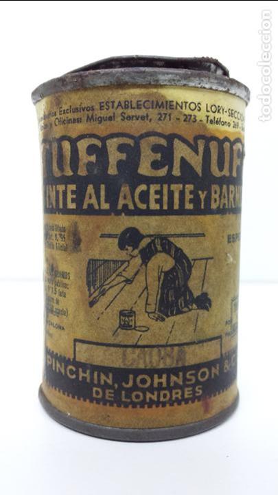 Coleccionismo: ANTIGUO BOTE MET&Aacute;LICO DE TINTE AL ACEITE Y BARNIZ - MARCA TUFFENUFF