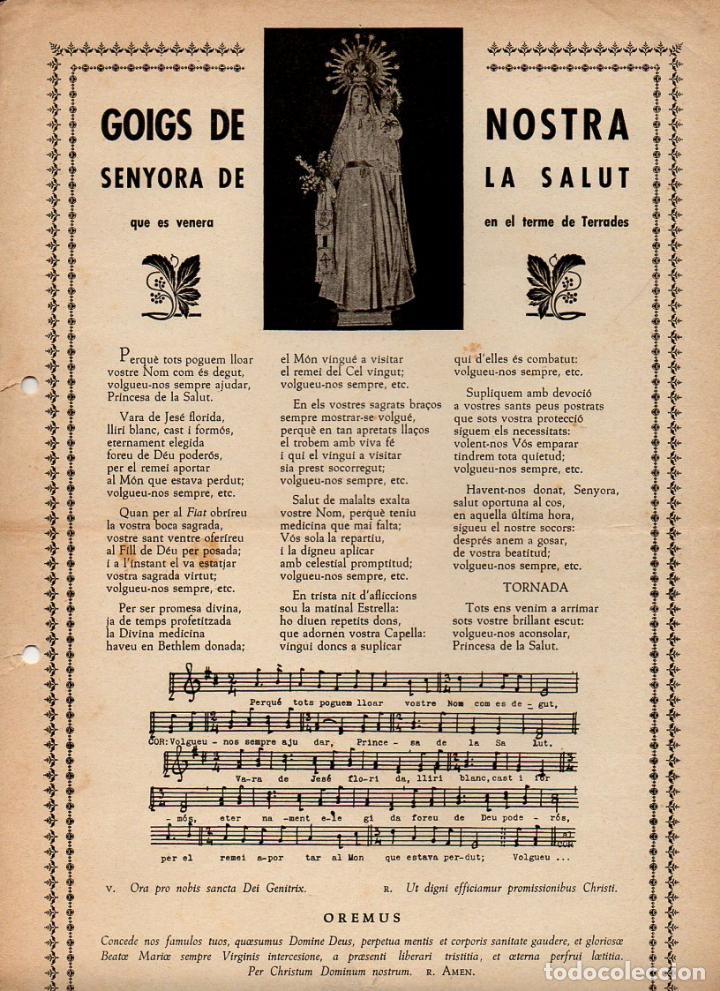 Collezionismo: GOIGS NTRA. SRA. DE LA SALUT DE TERRADES (IMP. TRAYTER, FIGUERES, S.F.)