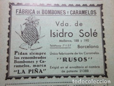 Coleccionismo: PUBLICIDAD 1929 - COL. INDUSTRIAS- FABRICA BOMBONES Y CARAMELOS VIUDA ISIDRO SOLE BARCELONA