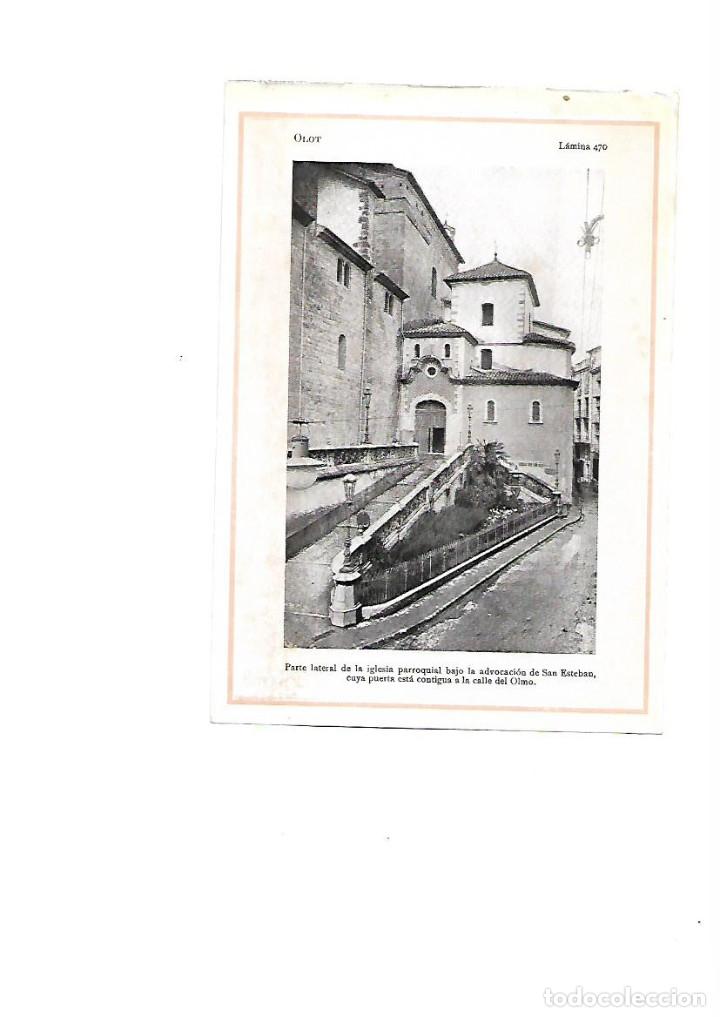 Coleccionismo: A&Ntilde;O 1922 OLOT PARTE LATERAL IGLESIA SANT ESTEVE CALLE DEL OLMO CARRER DE L'OM GIRONA LAMINA FOTO