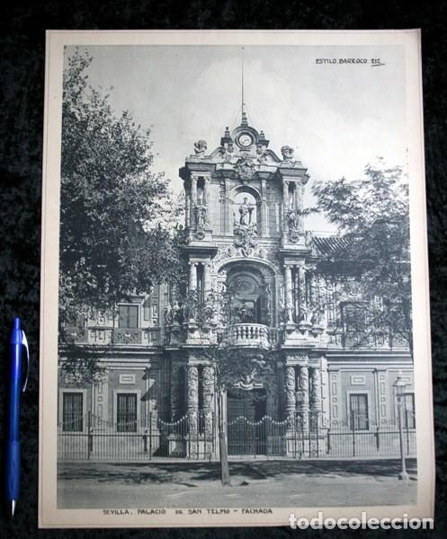 Collezionismo: FOTOGRAFIA SEVILLA - PALACIO DE SAN TELMO - FACHADA - circa 1890 - 37x29cm
