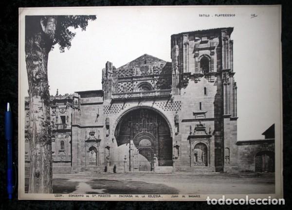 Colecionismo: FOTOGRAFIA - LEON - CONVENTO SAN MARCOS - FACHADA IGLESIA - 39,5x29cm - circa 1890