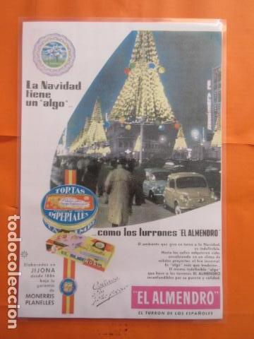 Coleccionismo: CARTEL -REPRODUCCION PUBLICIDAD TURRONES TORTAS EL ALMENDRO JIJONA SEAT 600 29 X 43 INC.MARG.APROX.