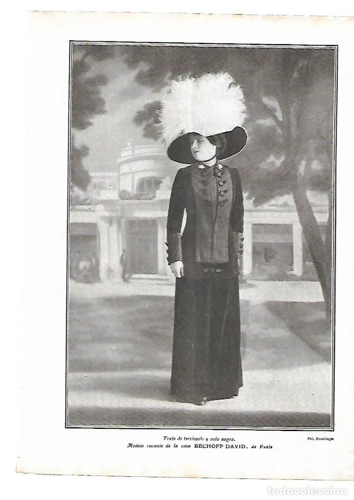 Collezionismo: A&Ntilde;O 1910 RECORTE PRENSA MODA TRAJE TERCIOPELO SEDA NEGRA CASA BECHOFF DAVID PARIS SOMBRERO