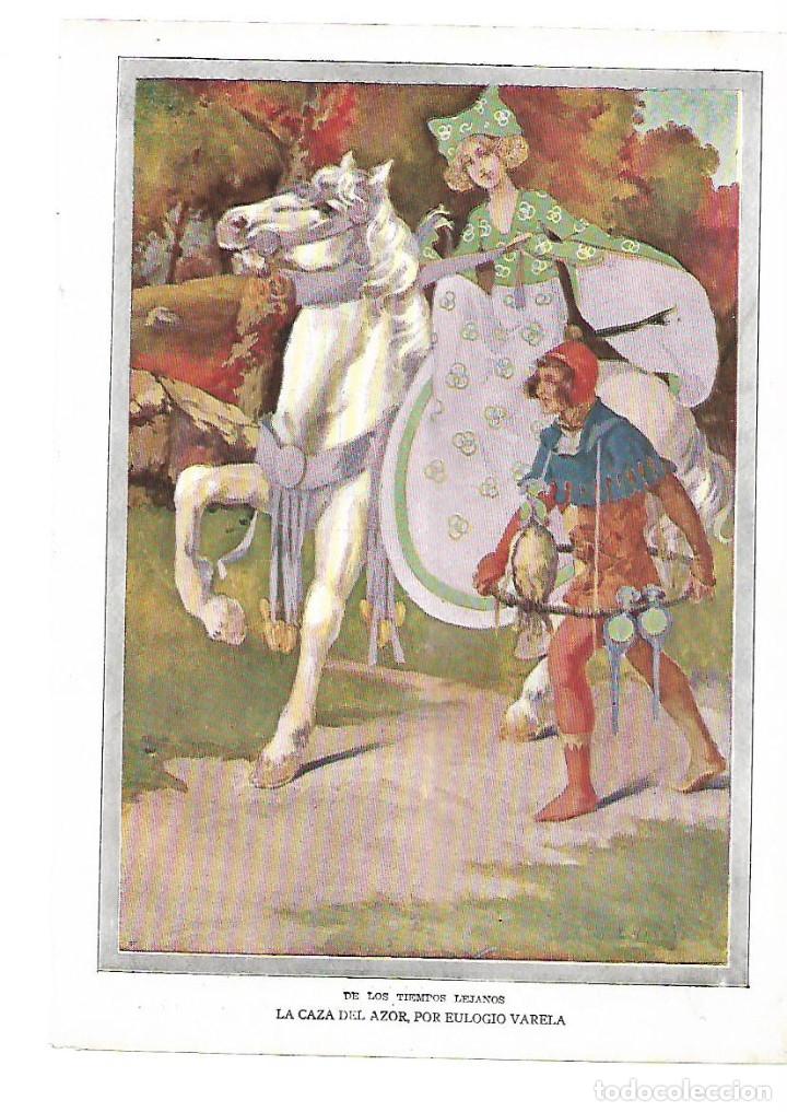 Collectionnisme: A&Ntilde;O 191O RECORTE PRENSA DIBUJO ILUSTRACION LAMINA A COLOR LA CAZA DEL AZOR EULOGIO VARELA