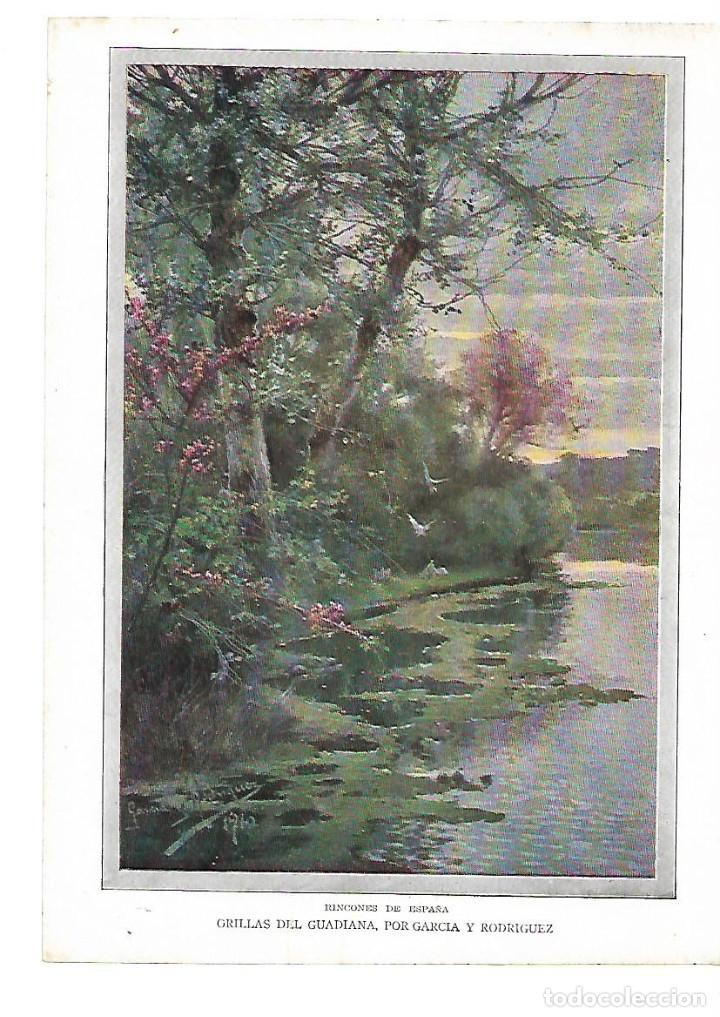 Collecting paper: A&Ntilde;O 1910 RECORTE PRENSA DIBUJO ILUSTRACION LAMINA A COLOR ORILLAS DEL GUADIANA GARCIA Y RODRIGUEZ