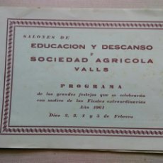 Coleccionismo: SALONES EDUCACIÓN Y DESCANSO SOCIEDAD AGRÍCOLA VALLS 1961