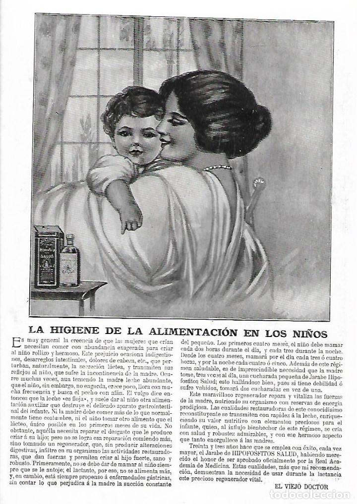Collezionismo: A&Ntilde;O 1923 HOJA PUBLICIDAD HIPOFOSFITOS SALUD LA HIGIENE DE LA ALIMENTACION EN LOS NI&Ntilde;OS VIEJO DOCTOR