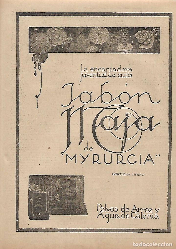 Coleccionismo: A&Ntilde;O 1923 RECORTE PRENSA PUBLICIDAD PASTILLA JABON MAJA DE MYRURGIA POLVOS DE ARROZ AGUA DE COLONIA