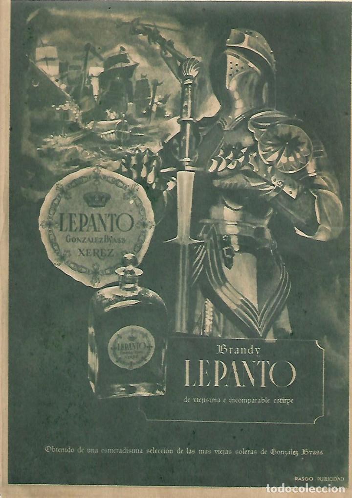 Coleccionismo: A&Ntilde;O 1952 RECORTE PRENSA PUBLICIDAD BEBIDAS BRANDY LEPANTO GONZALEZ BYASS XEREZ JEREZ