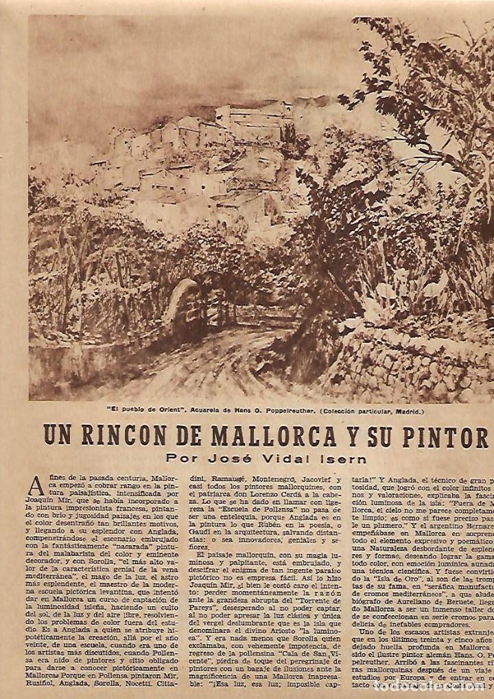 Collezionismo: A&Ntilde;O 1952 RECORTE PRENSA PINTURA ORIENT BUNYOLA MALLORCA ESCUELA DE POLLENSA MIR ANGLADA