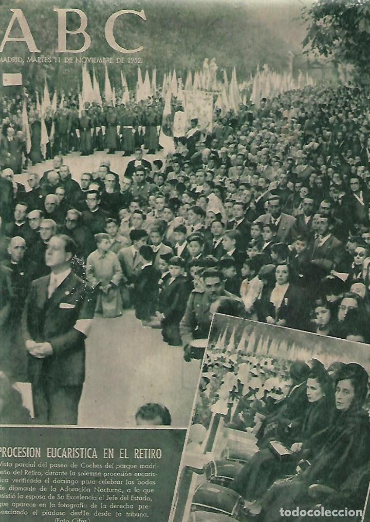 Colecionismo: A&Ntilde;O 1952 RECORTE PRENSA PROCESION EUCARISTICA EL RETIRO MADRID ADORACION NOCTURNA MUEBLES OSLO PUBLI