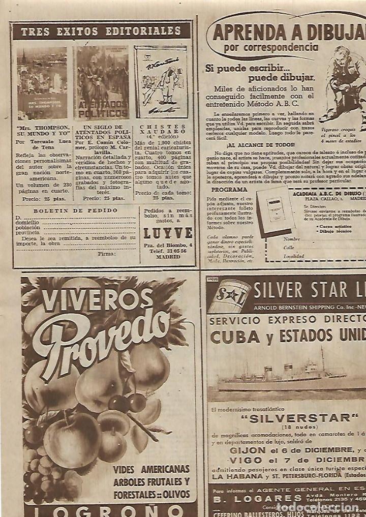 Collezionismo: A&Ntilde;O 1952 RECORTE PRENSA PUBLICIDAD VIVEROS PROVEDO LOGRO&Ntilde;O ARBOLES FRUTALES VIDES AMERICANAS OLIVOS