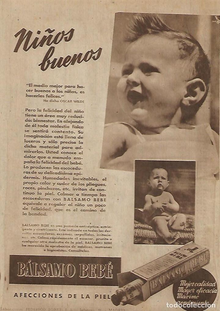 Collecting paper: A&Ntilde;O 1952 RECORTE PRENSA PUBLICIDAD BALSAMO BEBE