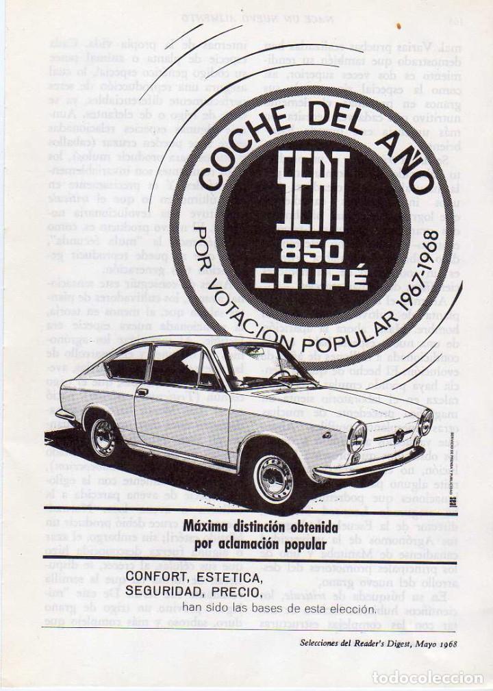 Coleccionismo: ANUNCIO PUBLICIDAD AUTOMOVIL SEAT 850 COUPE